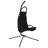 Garden Swing Chair with Cushion Black Oxford Fabric and Steel - Front View
