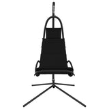 Garden Swing Chair with Cushion Black Oxford Fabric and Steel - Side View