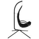 Garden Swing Chair with Cushion Black Oxford Fabric and Steel - Top-Down View