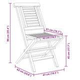 Folding Garden Chairs 2 pcs 47x63x90 cm Solid Wood Teak - Low Angle