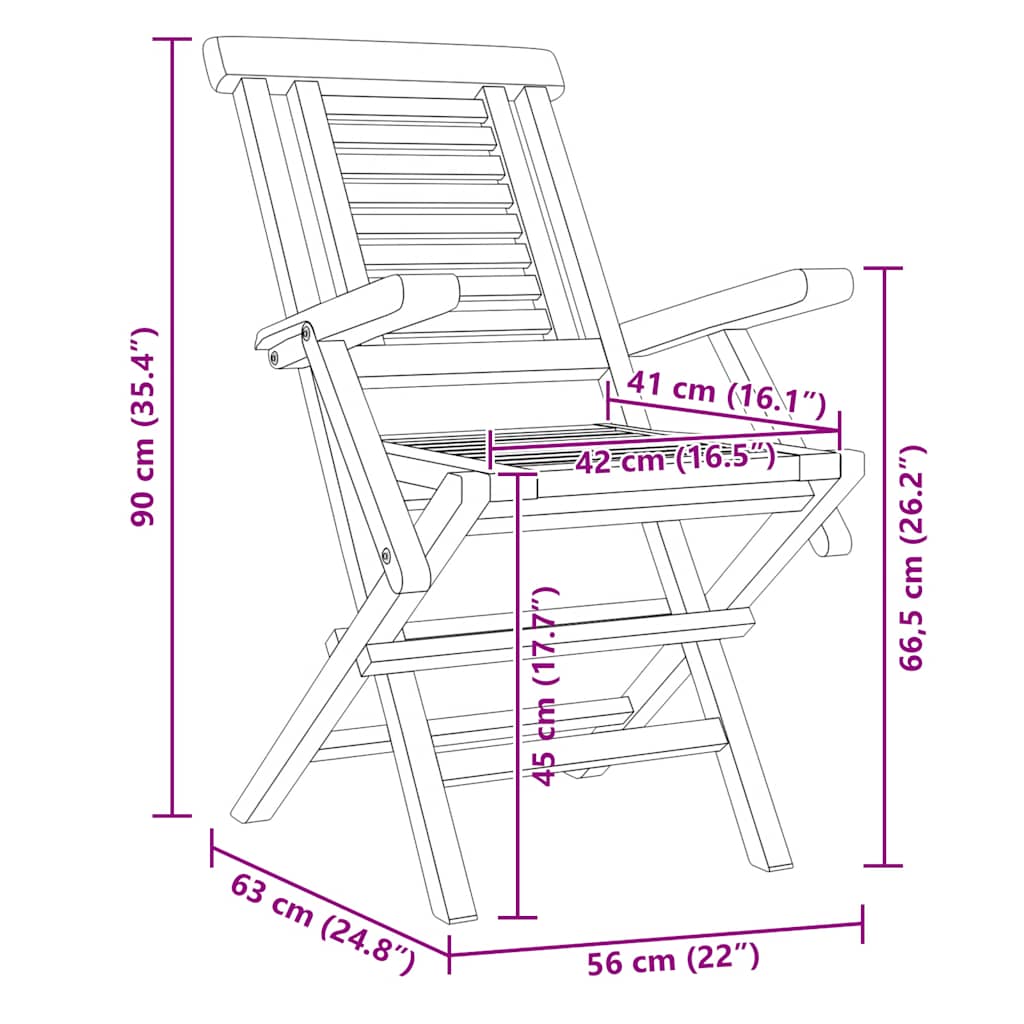 Folding Chairs 2 pcs 56x63x90 cm Solid Wood Teak