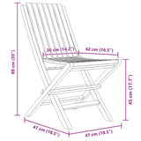 Folding Garden Chairs 2 pcs 47x47x89 cm Solid Wood Teak - Low Angle