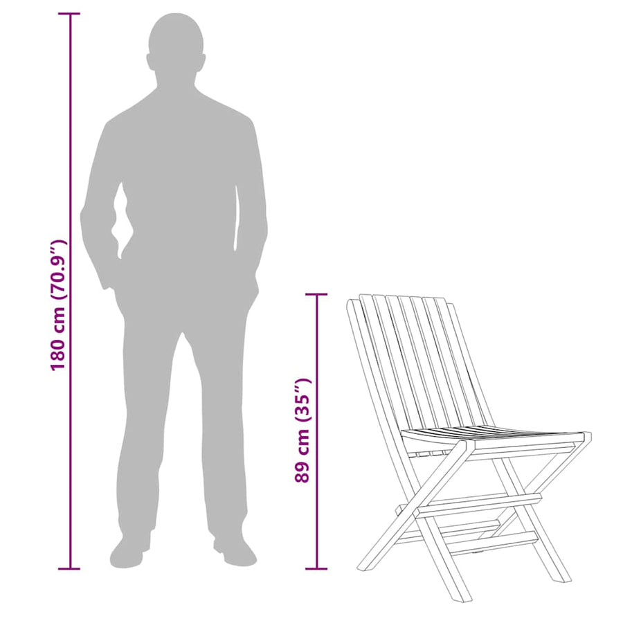 Folding Chairs 2 pcs 47x47x89 cm Solid Wood Teak