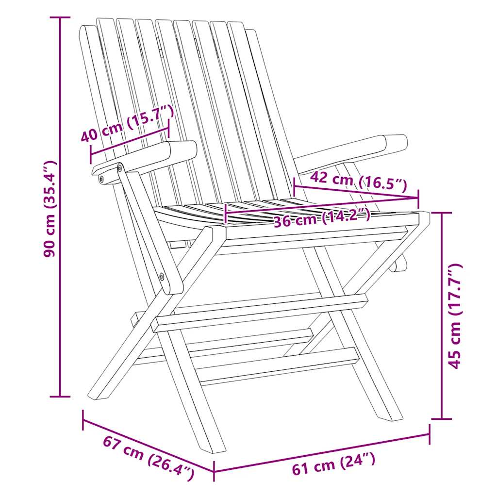 Folding Garden Chairs 2 pcs 61x67x90 cm Solid Wood Teak