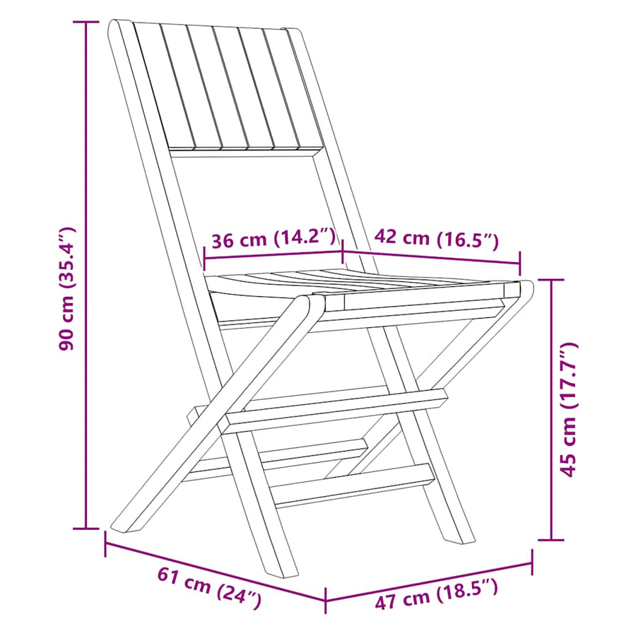Folding Chairs 2 pcs 47x61x90 cm Solid Wood Teak