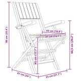 Folding Garden Chairs 2 pcs 55x61x90 cm Solid Wood Teak - Low Angle