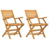 Folding Garden Chairs 2 pcs 55x62x90 cm Solid Wood Teak - Front View
