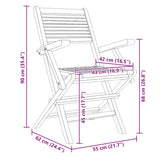 Folding Garden Chairs 2 pcs 55x62x90 cm Solid Wood Teak - Low Angle