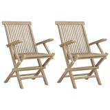 Folding Chairs 2 pcs Grey 56x61x89 cm Solid Wood Teak