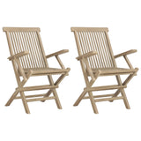 Folding Garden Chairs 2 pcs Grey 56x61x89 cm Solid Wood Teak - Front View