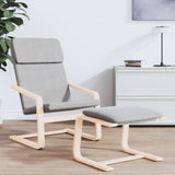 Footstool Light Grey 51x41x40 cm Fabric - Side View