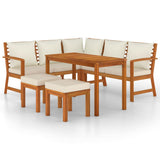6 Piece Garden Dining Set with Cushions Solid Wood Acacia - Front View