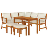6 Piece Garden Dining Set with Cushions Solid Wood Acacia