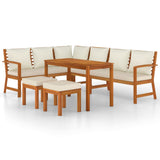 7 Piece Garden Dining Set with Cushions Solid Wood Acacia