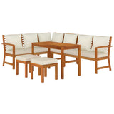 7 Piece Garden Dining Set with Cushions Solid Wood Acacia