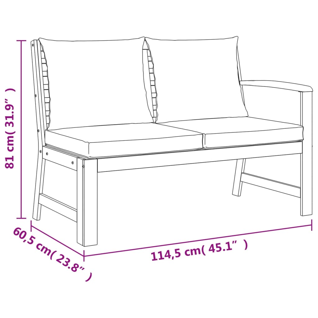 7 Piece Garden Dining Set with Cushions Solid Wood Acacia
