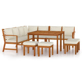 11 Piece Garden Dining Set with Cushions Solid Wood Acacia - Front View
