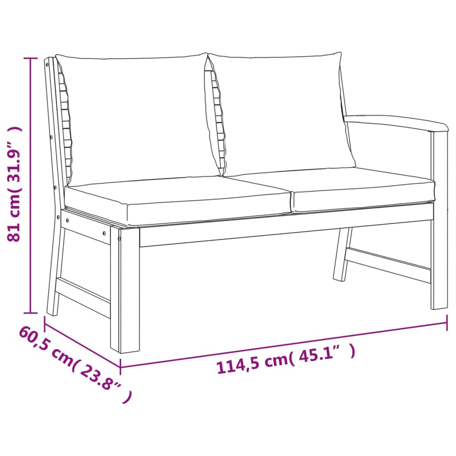 11 Piece Garden Dining Set with Cushions Solid Wood Acacia