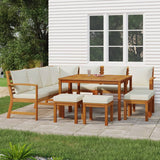 11 Piece Garden Dining Set with Cushions Solid Wood Acacia