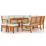 9 Piece Garden Dining Set with Cushions Solid Wood Acacia - Front View