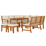 9 Piece Garden Dining Set with Cushions Solid Wood Acacia - Side View