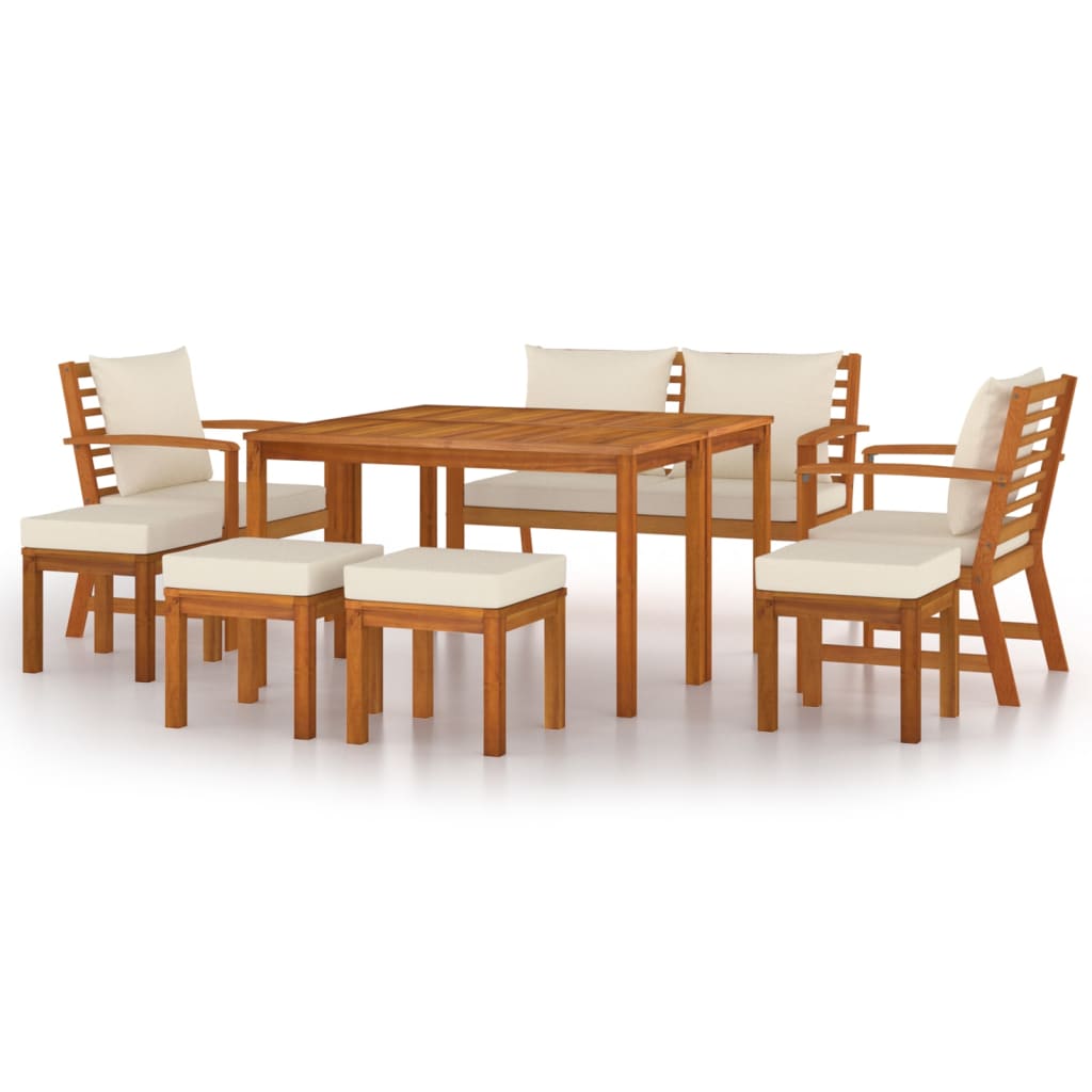 9 Piece Garden Dining Set with Cushions Solid Wood Acacia