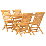 5 Piece Garden Dining Set Solid Wood Teak - Front View