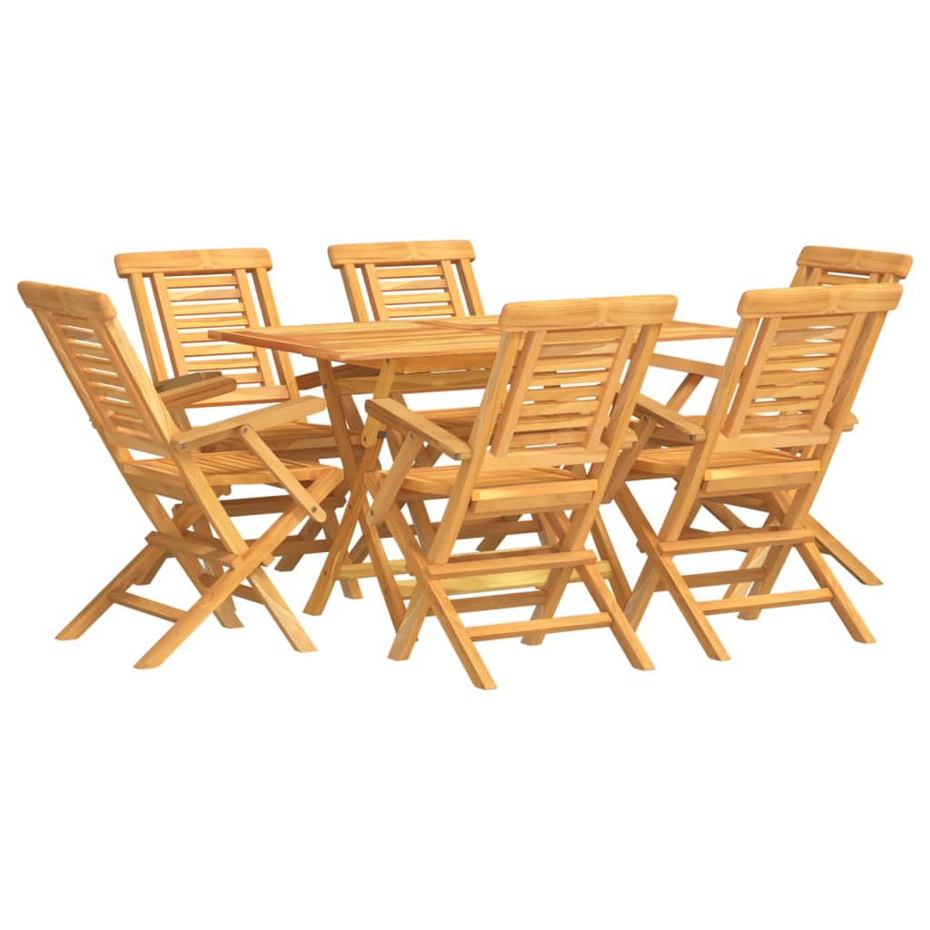 7 Piece Garden Dining Set Solid Wood Teak