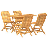 5 Piece Garden Dining Set Solid Wood Teak - Front View