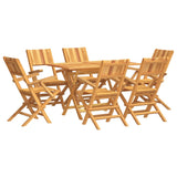 7 Piece Garden Dining Set Solid Wood Teak - Front View