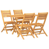 5 Piece Garden Dining Set Solid Wood Teak - Front View