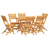 7 Piece Garden Dining Set Solid Wood Teak - Front View