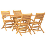 5 Piece Garden Dining Set Solid Wood Teak - Front View