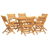 7 Piece Garden Dining Set Solid Wood Teak - Front View