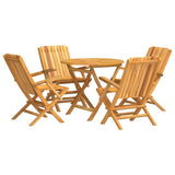 5 Piece Garden Dining Set Solid Wood Teak - Front View
