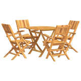 5 Piece Garden Dining Set Solid Wood Teak - Front View