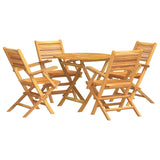 5 Piece Garden Dining Set Solid Wood Teak - Front View
