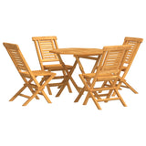 5 Piece Garden Dining Set Solid Wood Teak - Front View