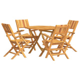 5 Piece Garden Dining Set Solid Wood Teak - Front View