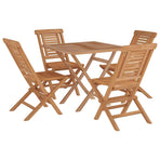 5 Piece Garden Dining Set Solid Wood Teak
