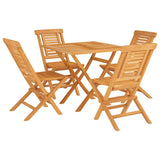 5 Piece Garden Dining Set Solid Wood Teak - Front View