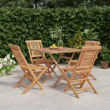 5 Piece Garden Dining Set Solid Wood Teak