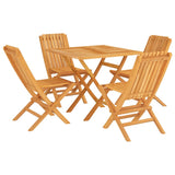 5 Piece Garden Dining Set Solid Wood Teak - Front View