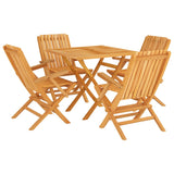 5 Piece Garden Dining Set Solid Wood Teak - Front View