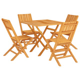 5 Piece Garden Dining Set Solid Wood Teak - Front View