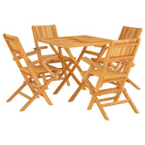 5 Piece Garden Dining Set Solid Wood Teak - Front View