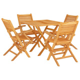 5 Piece Garden Dining Set Solid Wood Teak - Front View