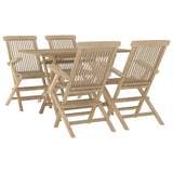 5 Piece Garden Dining Set Grey Solid Wood Teak - Side View