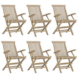 7 Piece Garden Dining Set Grey Solid Wood Teak