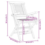 Folding Garden Chairs 8 pcs 56x63x90 cm Solid Wood Teak - 45-Degree Angle